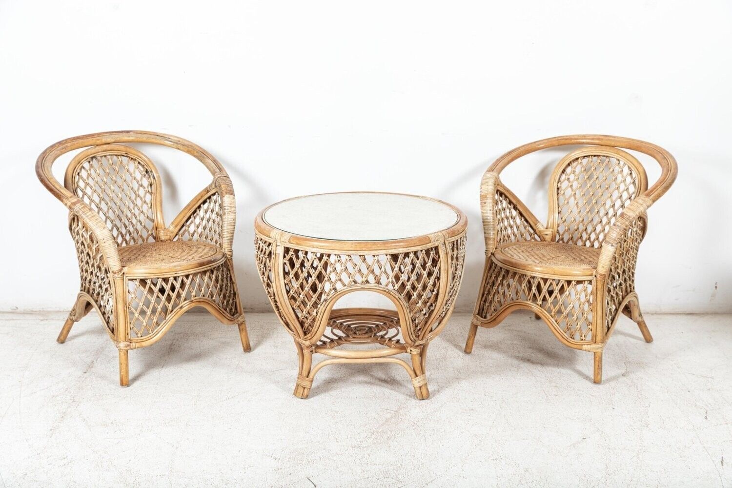 Mid Century English Cane/Wicker Conservatory Set photo for sale