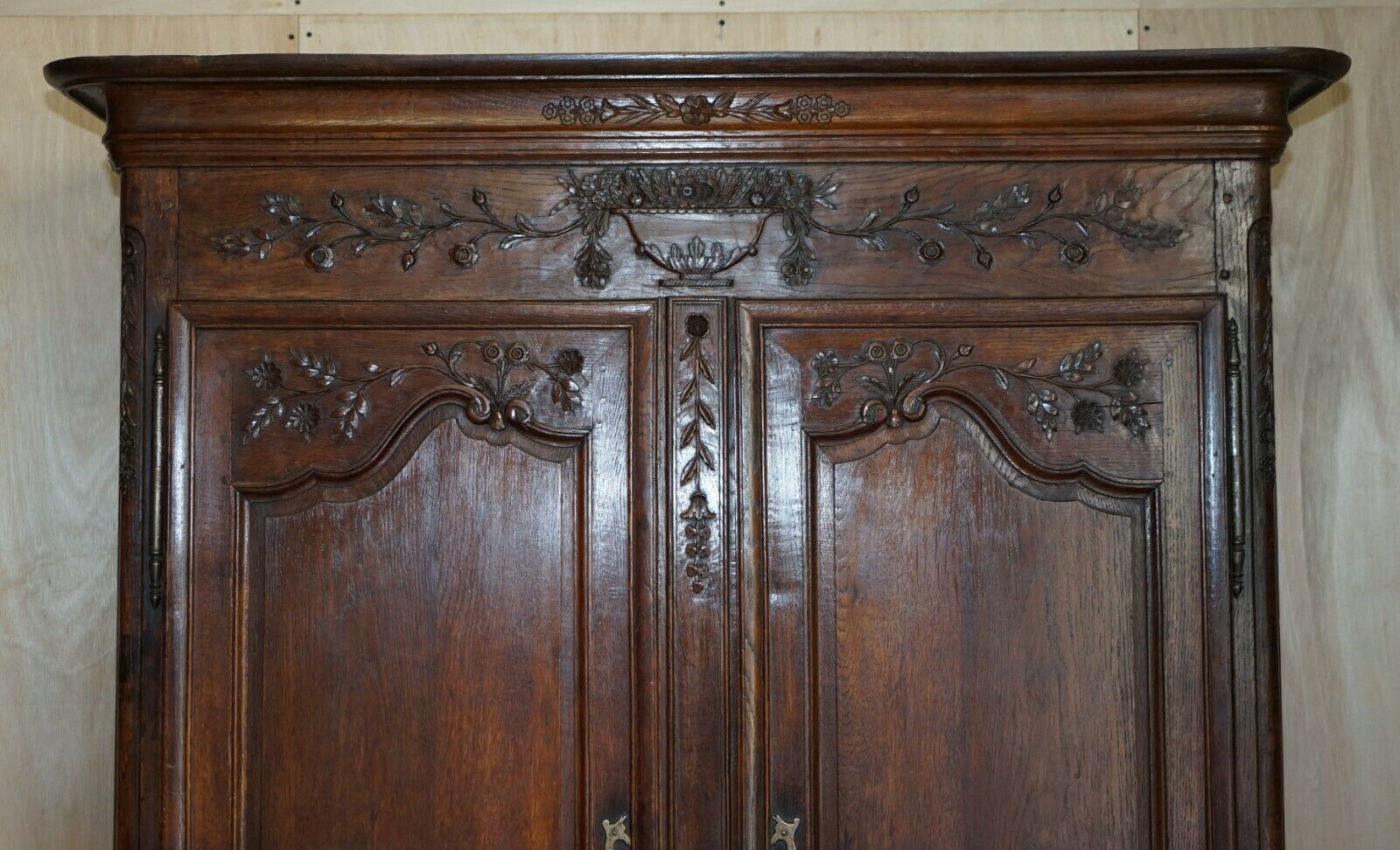 Antique 1844 Carved & Dated Large Wardrobe Armoire With Expertly Crafted Panels photo vinterior
