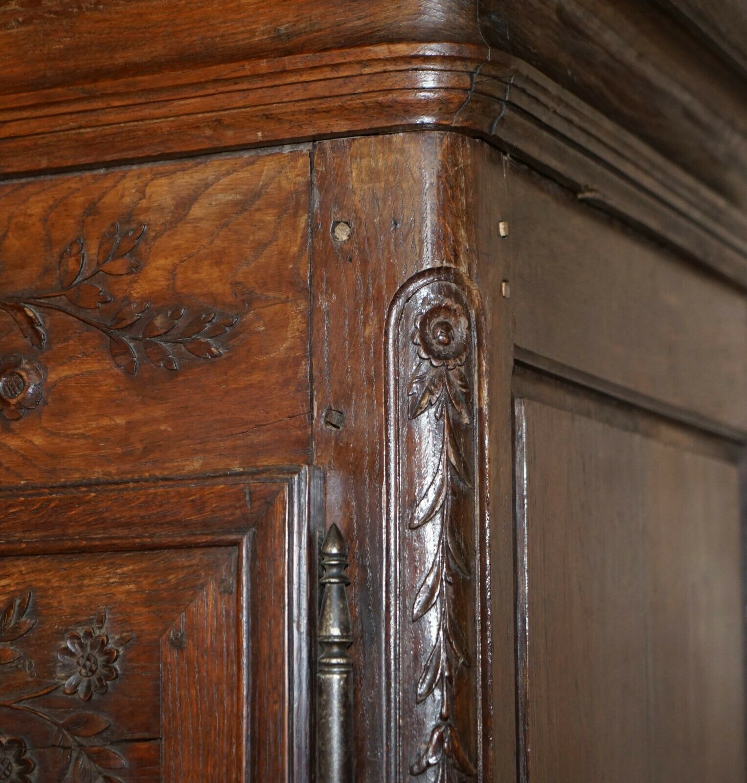 photo furniture Antique 1844 Carved & Dated Large Wardrobe Armoire With Expertly Crafted Panels