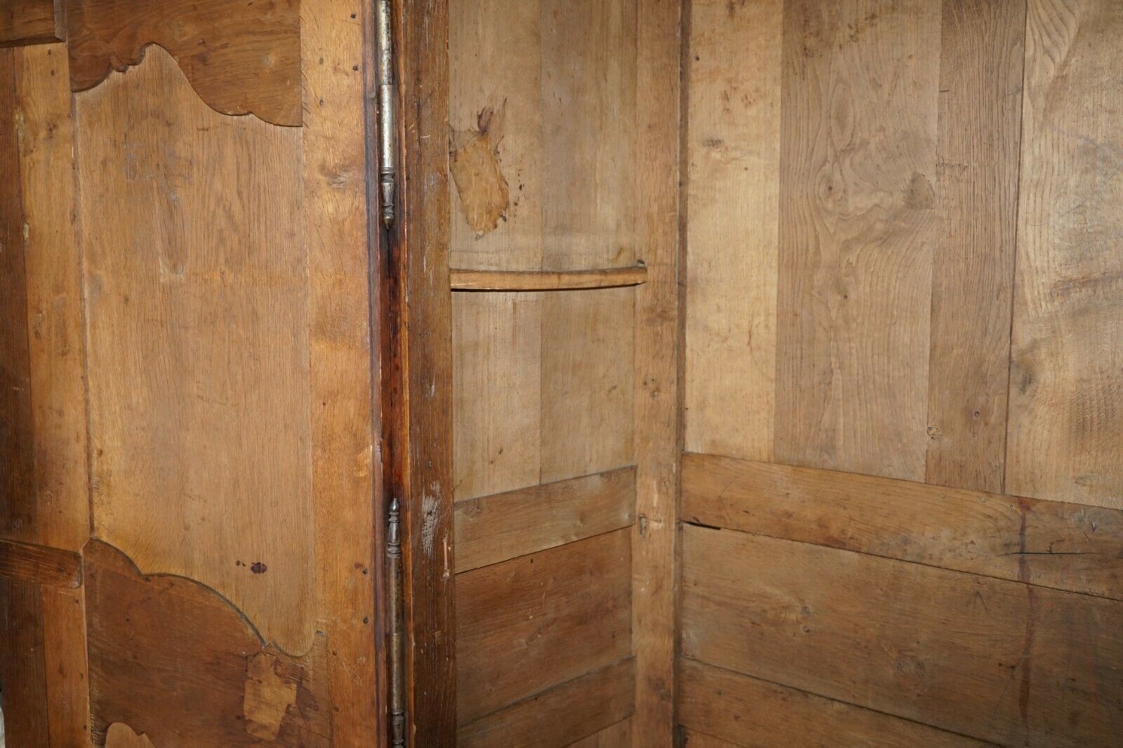photo vintage Antique 1844 Carved & Dated Large Wardrobe Armoire With Expertly Crafted Panels