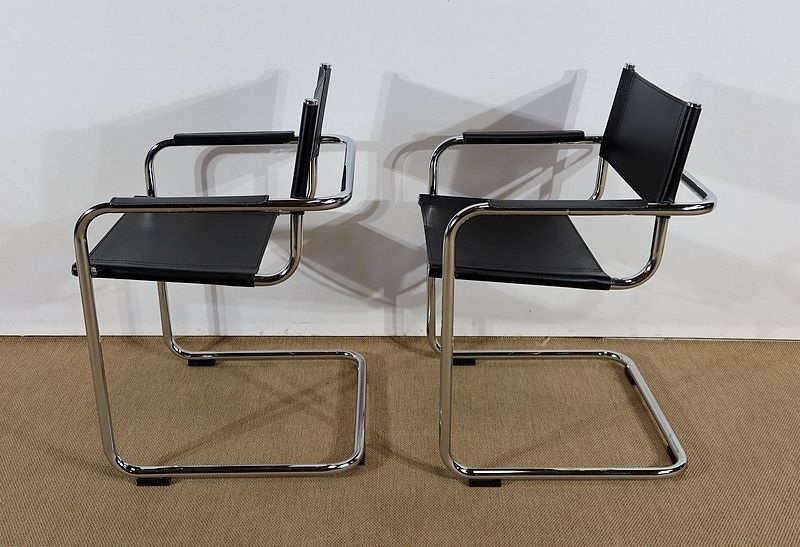 Pair Of Leather Armchairs After M. Breuer – 1970s photo 2111.5