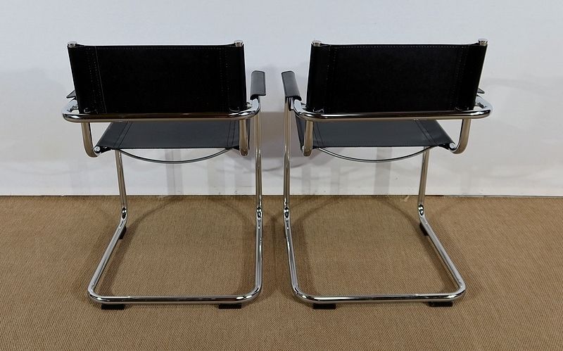 Pair Of Leather Armchairs After M. Breuer – 1970s photo vinterior