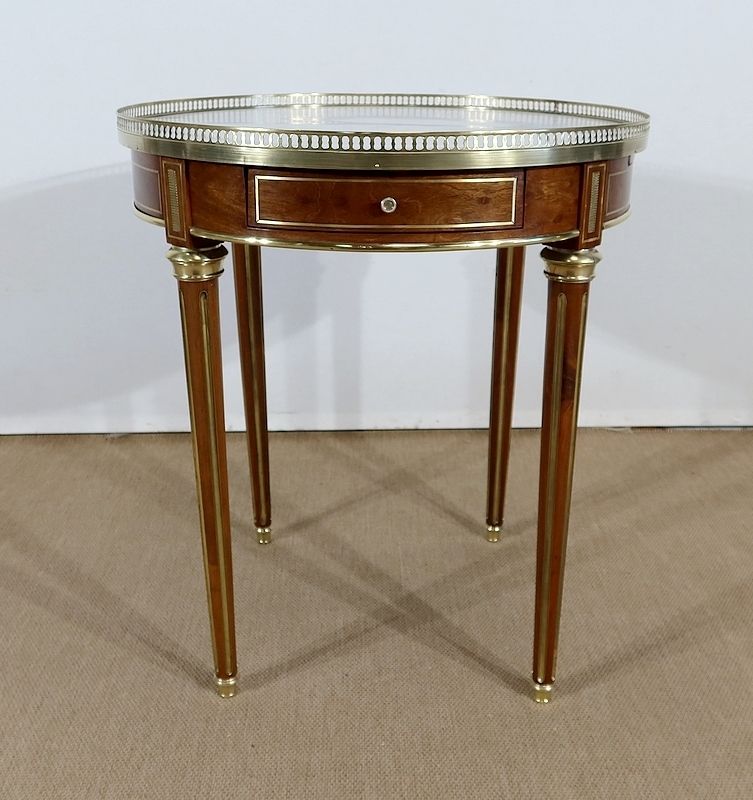Bouillotte Table In Mahogany And Carrare Marble, Louis XVI Style – Mid 19th Century photo buy