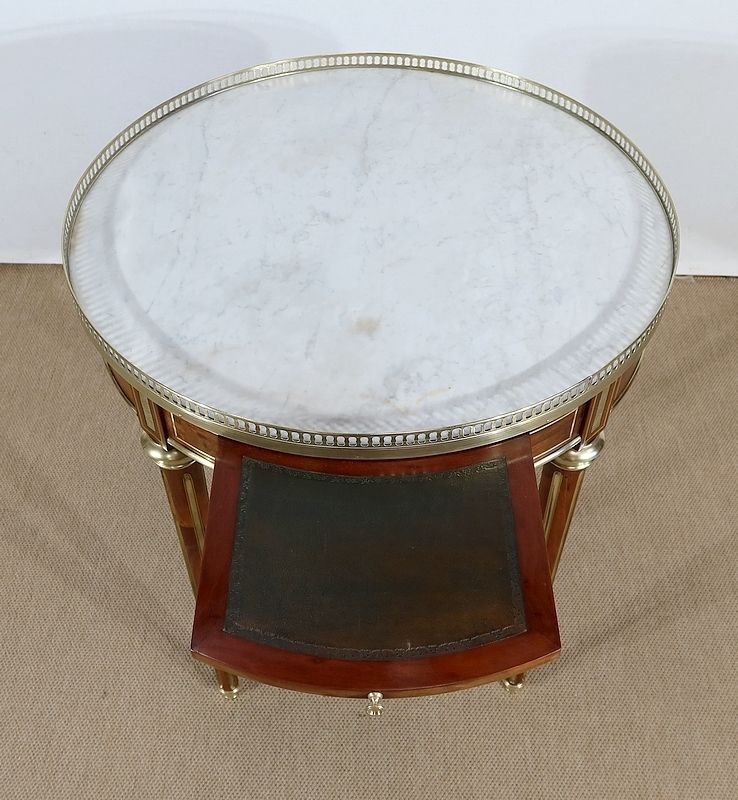 photo buy Bouillotte Table In Mahogany And Carrare Marble, Louis XVI Style – Mid 19th Century