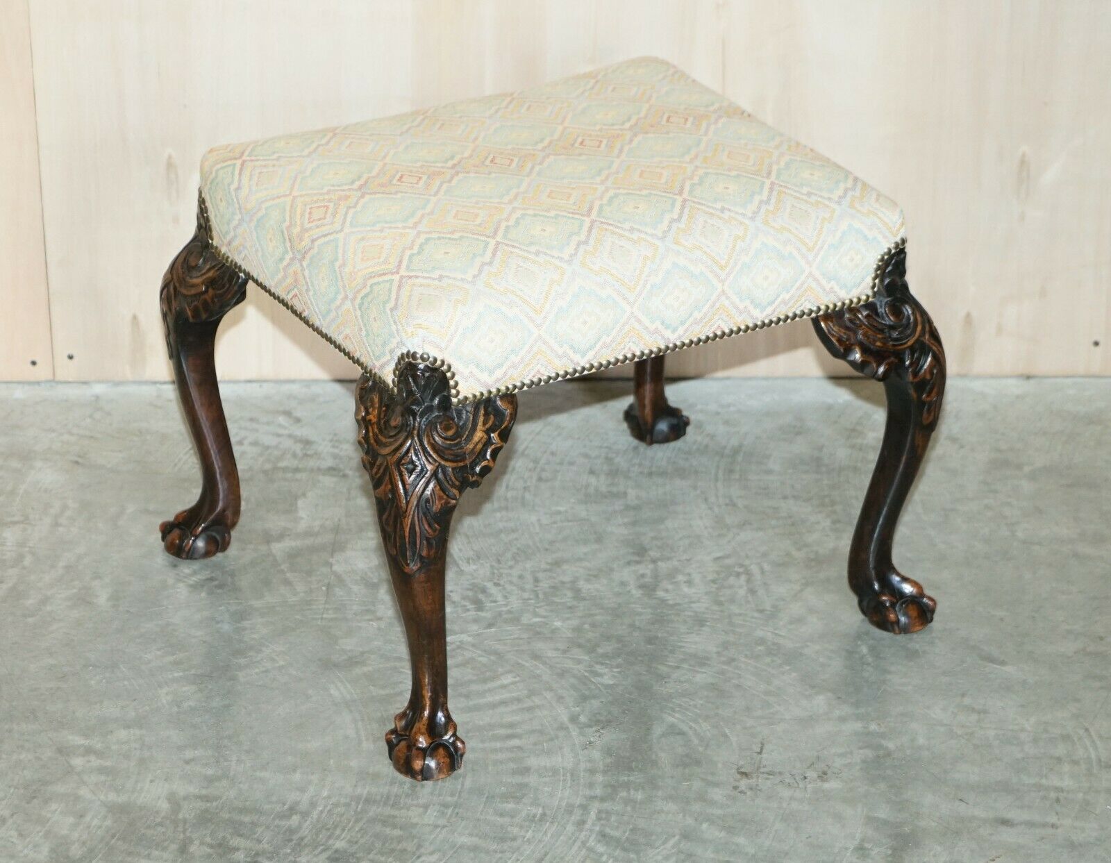 Antique 1 Of 2 18th Century Circa 1780 Georgian Claw & Ball Carved Walnut Stools
