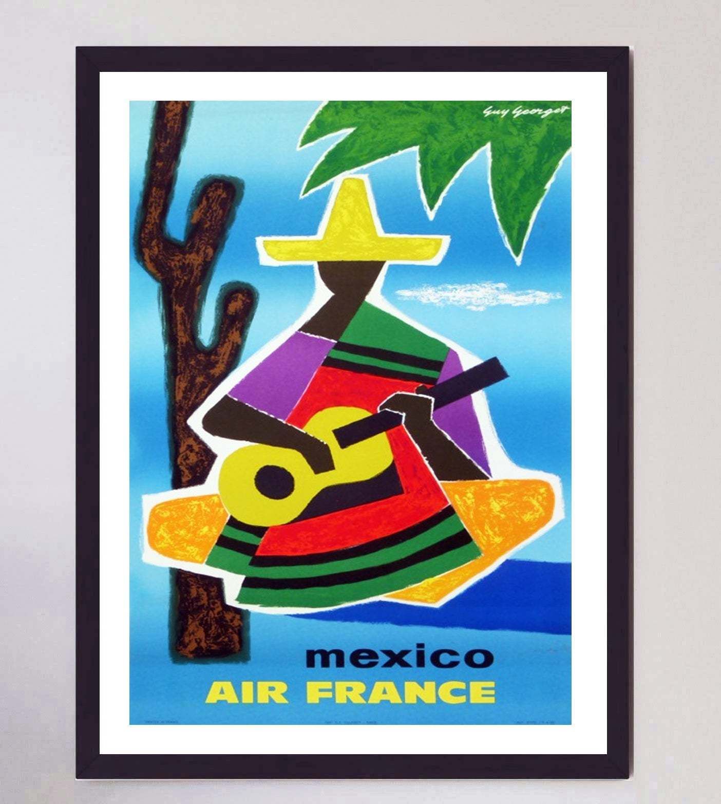 Air France   Mexico, 1960s, Vintage Original Vintage Poster photo furniture