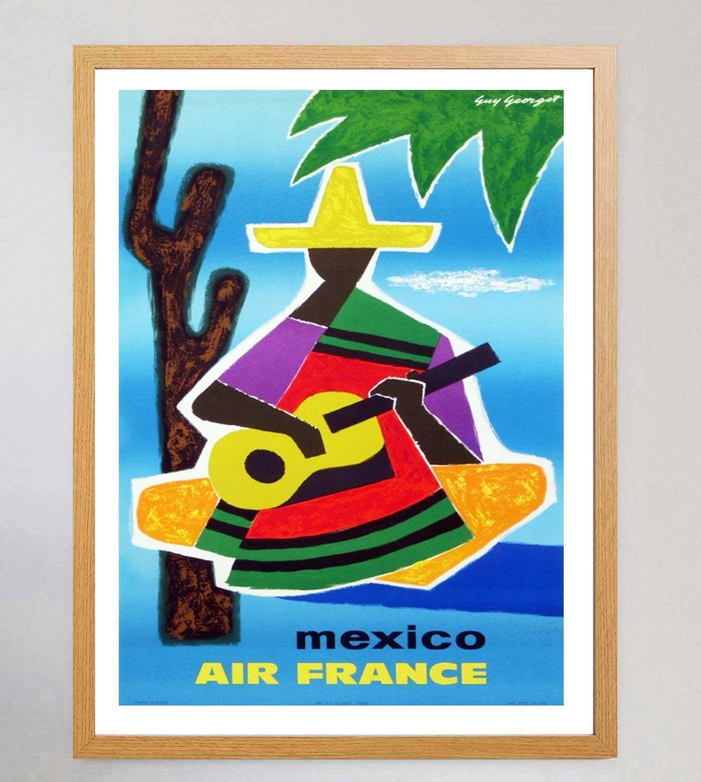 Air France   Mexico, 1960s, Vintage Original Vintage Poster photo Art