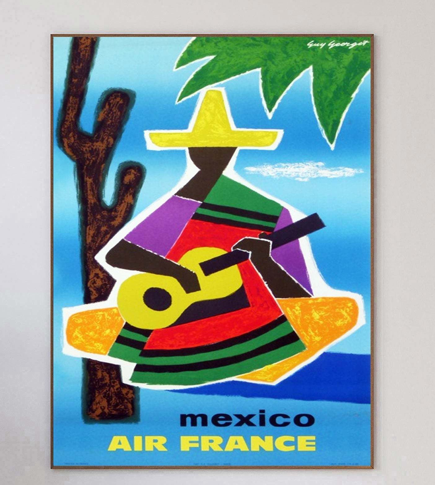 Air France   Mexico, 1960s, Vintage Original Vintage Poster photo 1053.0
