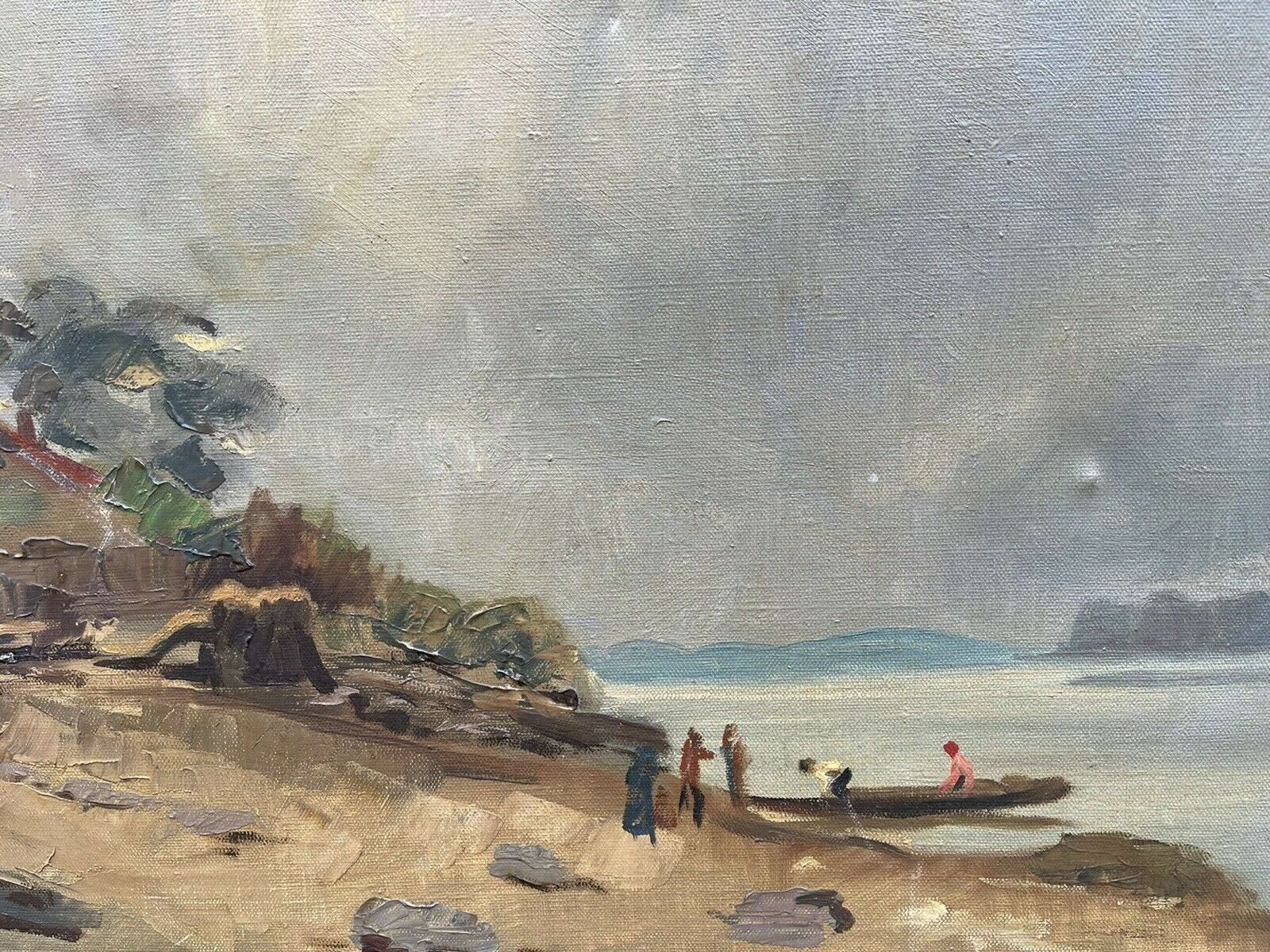 Impressionist Oil On Canvas Beach Scene Jeno Karpathy photo 3500.0