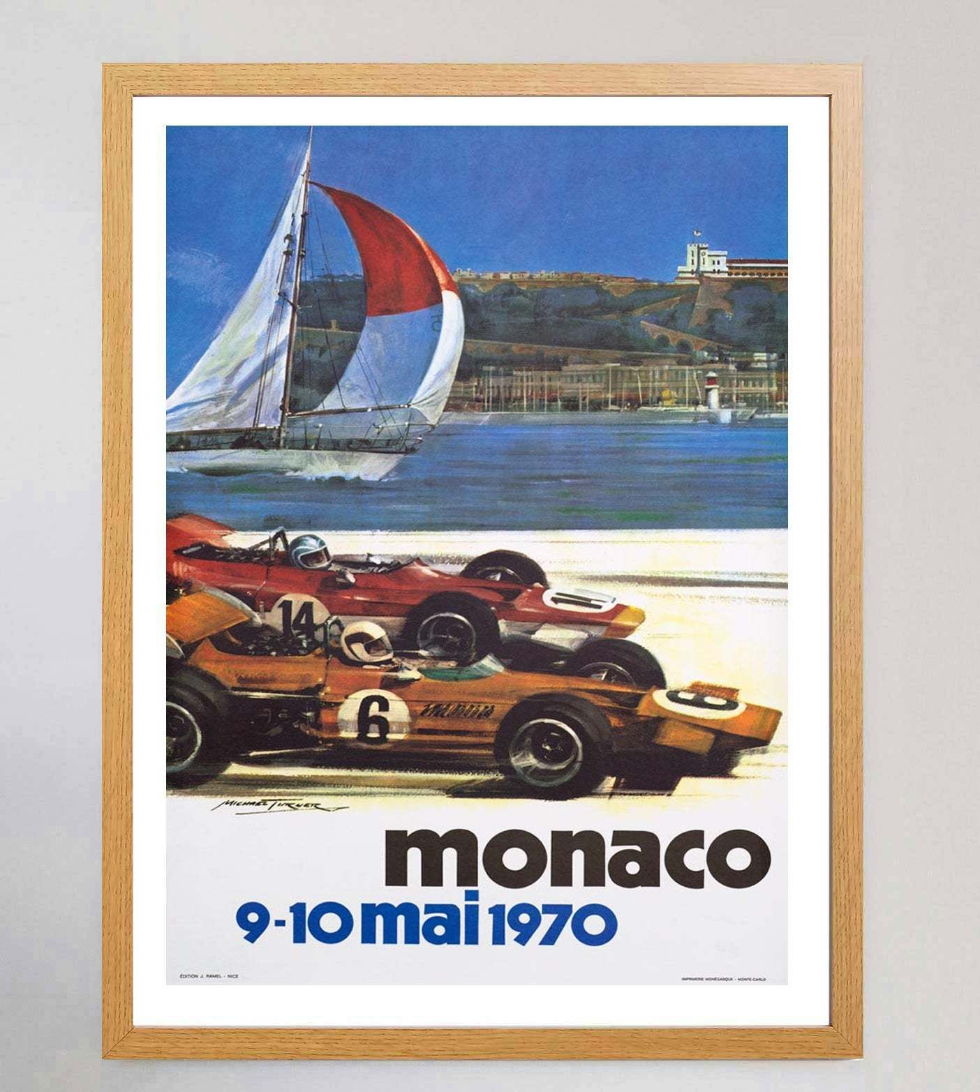 1970 Monaco Grand Prix Original Vintage Poster photo Art