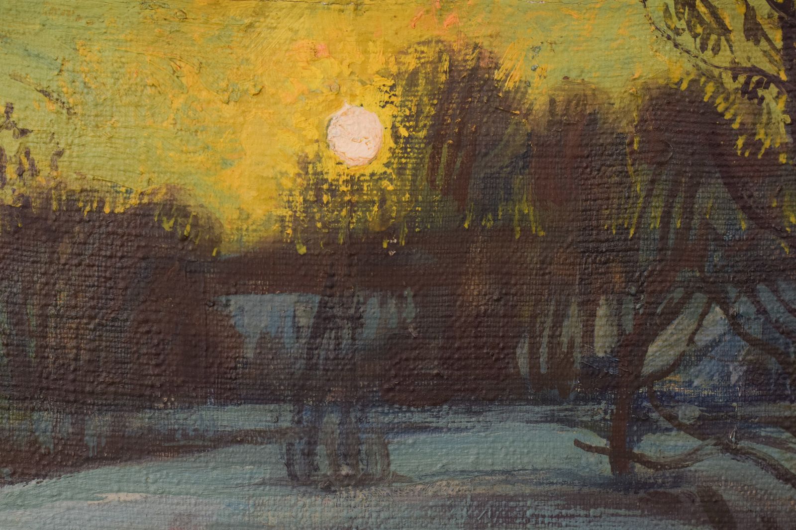 Post Impressionistisch Winterlandschap Met Zonsopkomst photo furniture