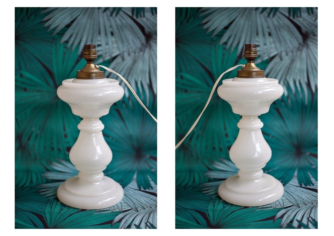 Opaline Glass Lamp Foot, Opaline Lamp, Living Room Lamp, Table Lamp, White Opaline, Interior Decoration, Opaline Lamp