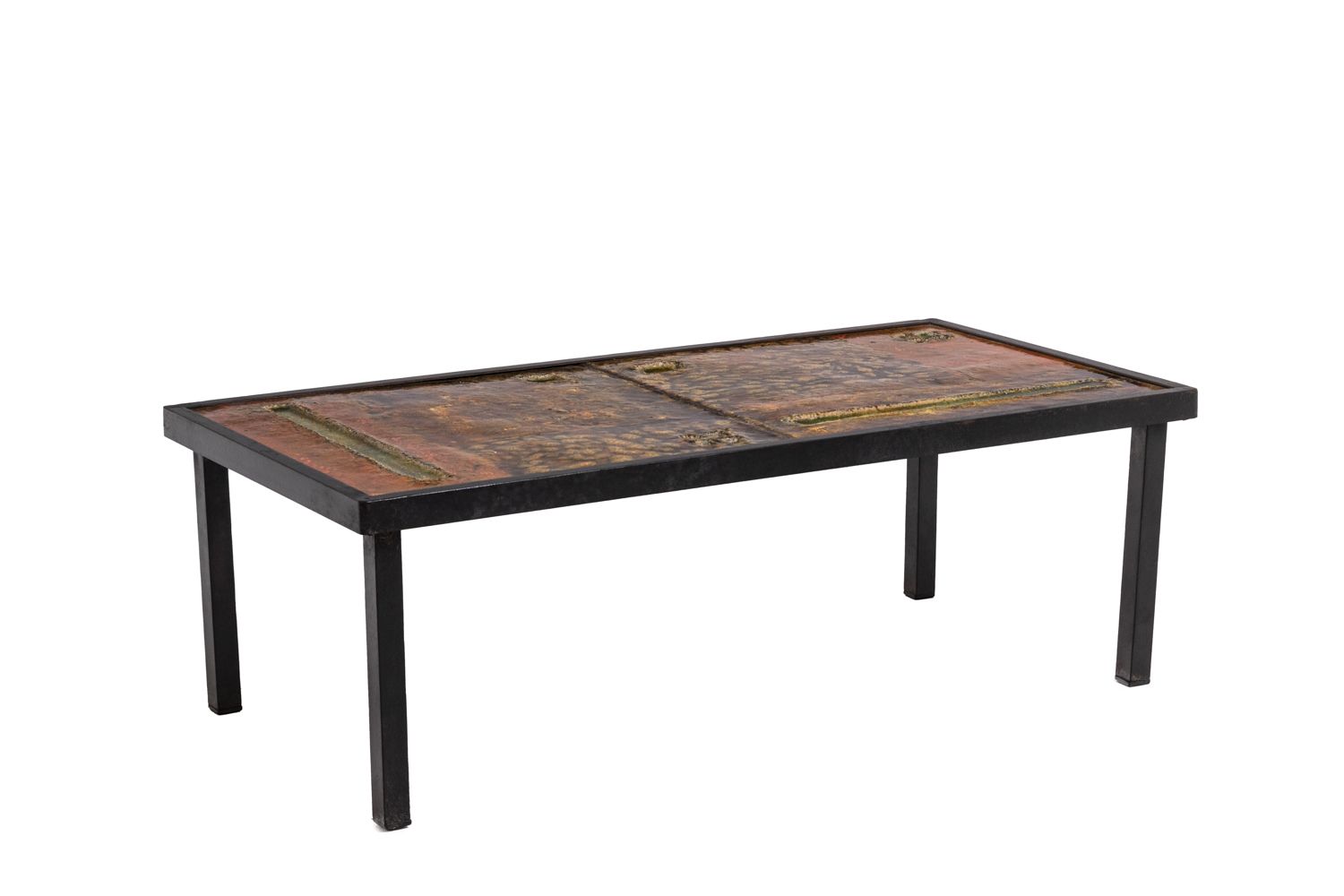 Robert And Jean Cloutier, Coffee Table In Ceramic And Metal, 1950s