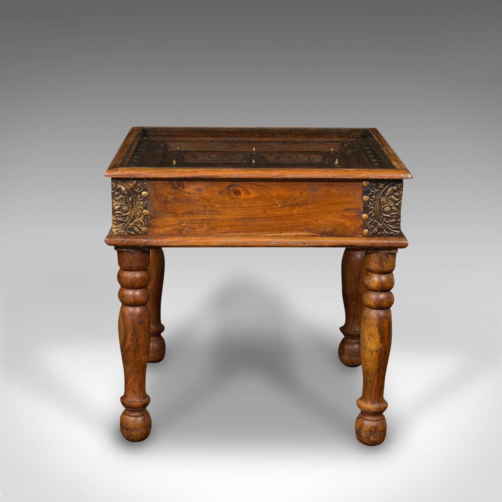 Vintage Glass Topped Spice Table, Far Eastern, Coffee, Lamp, C.1940 photo Furniture