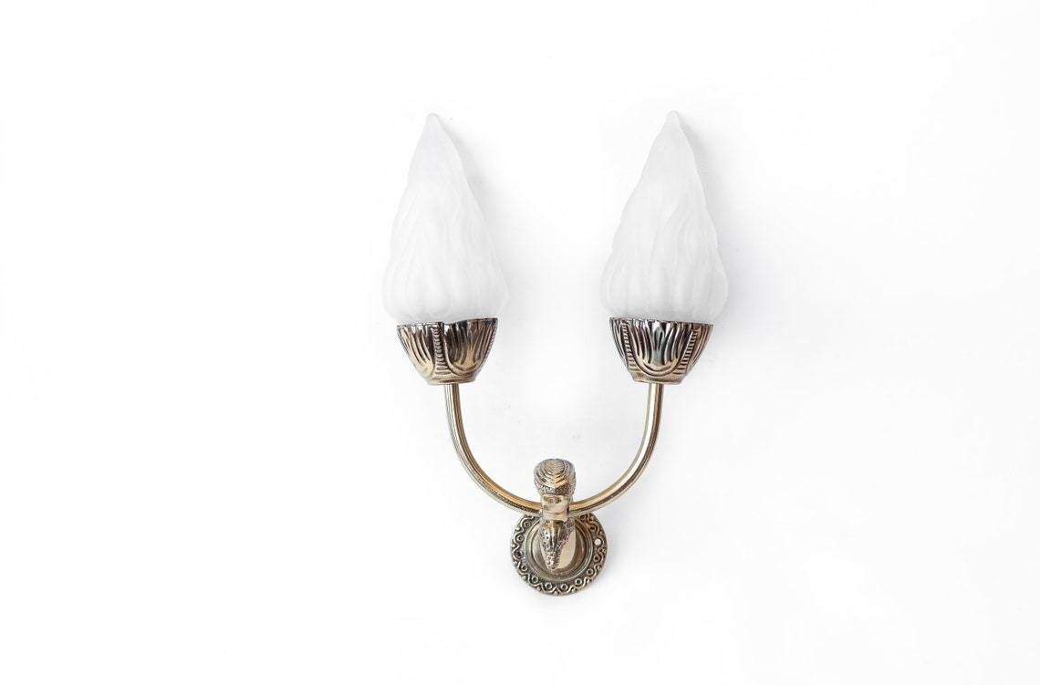 Vintage Wall Lamp, Brass Wall Lamp, Brass Duck, Flame Globe, Antique, Lighting, Bathroom Accessories, Interior Decoration, Sconce