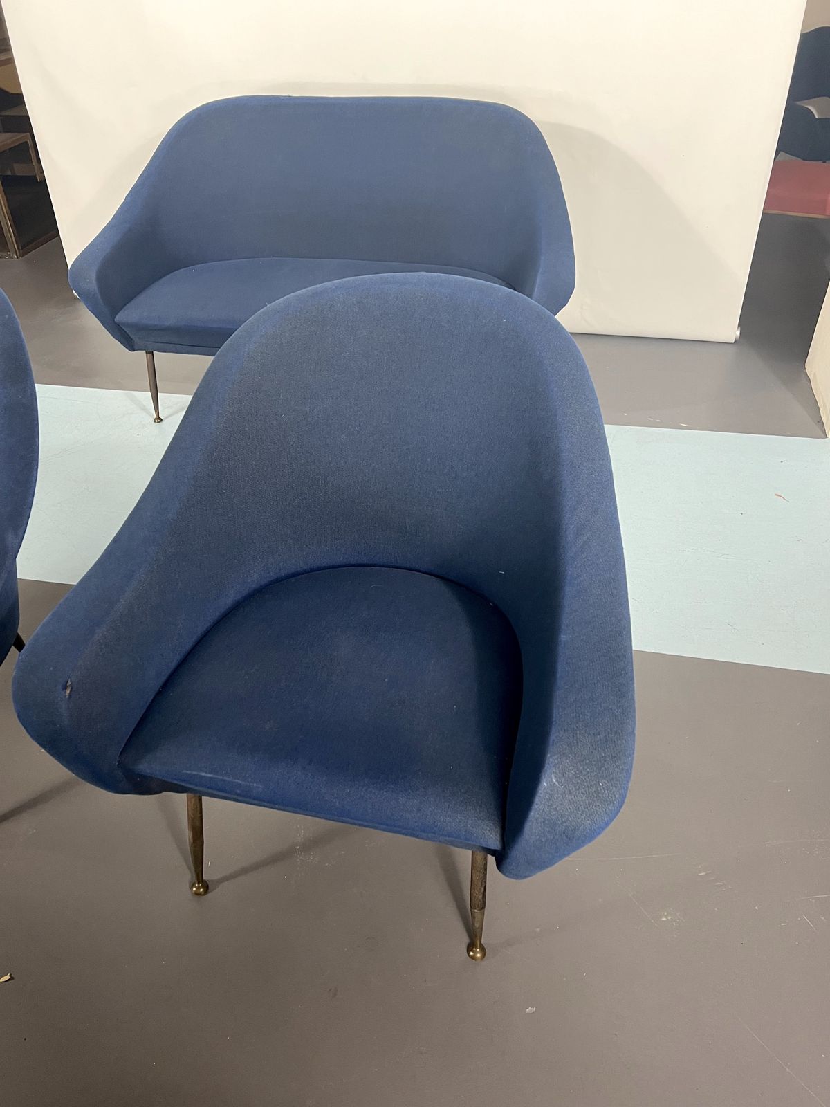 Mid Century Modern Loveseat And Armchairs By Gastone Rinaldi From 50s photo for sale