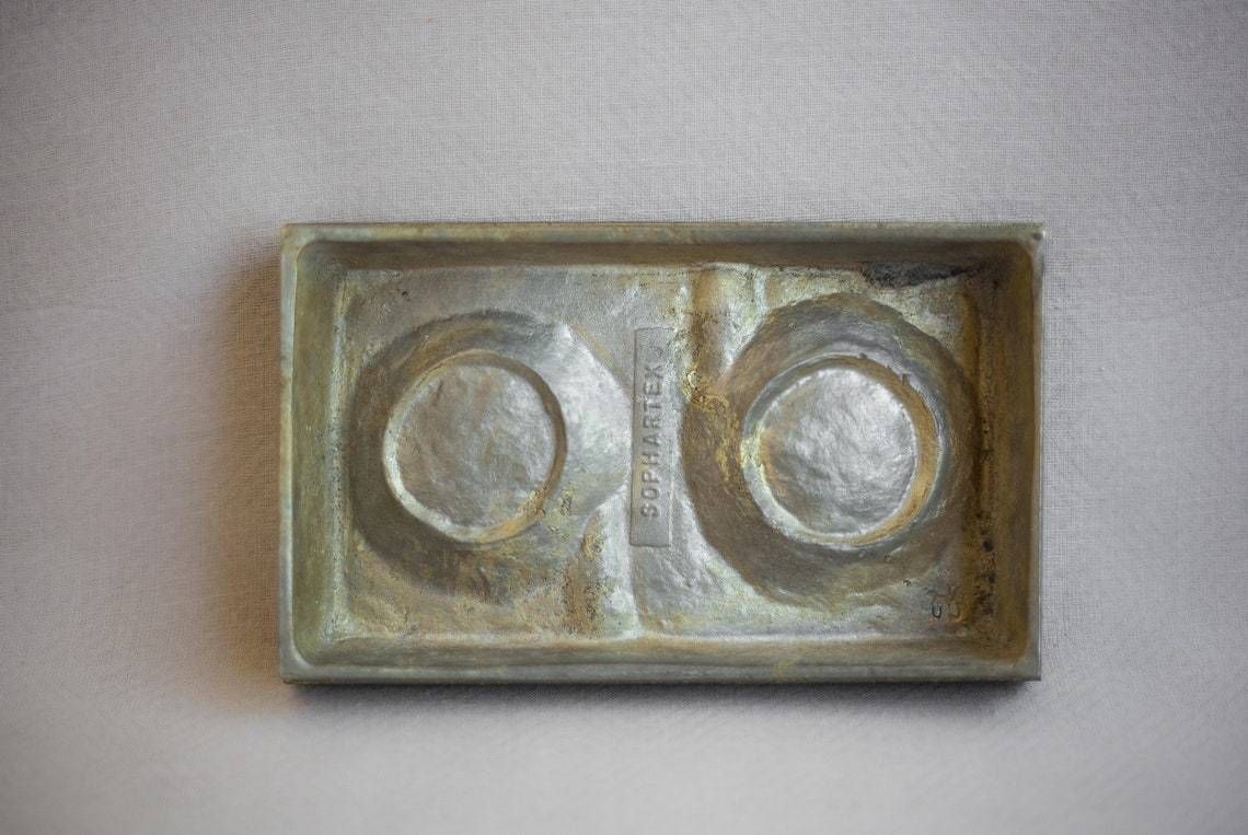 Modernist Ashtray  Brass Ashtray  Pharmaceutical Advertising Ashtray  Design Ashtray Geometric Shape Brutalist  Ashtray 60's photo buy