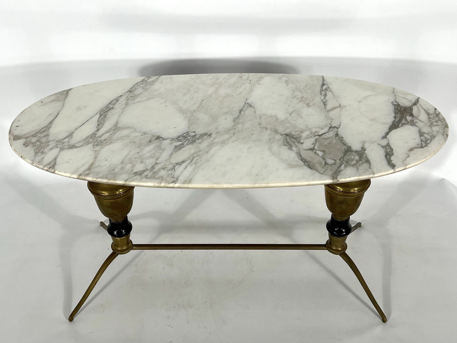 Vintage Brass And Marble Coffee Table. Italy 1950s photo vinterior