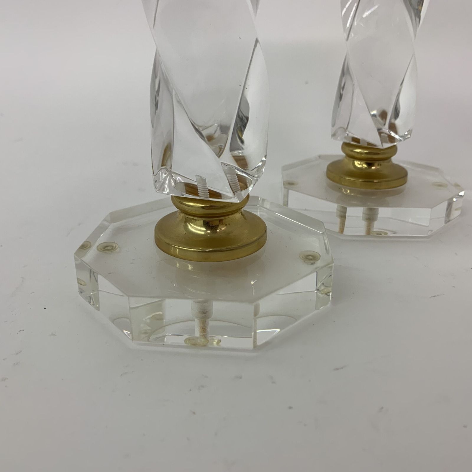 Set Of 2 Lucite Twisted Candle Sticks . 1970’s photo vintage