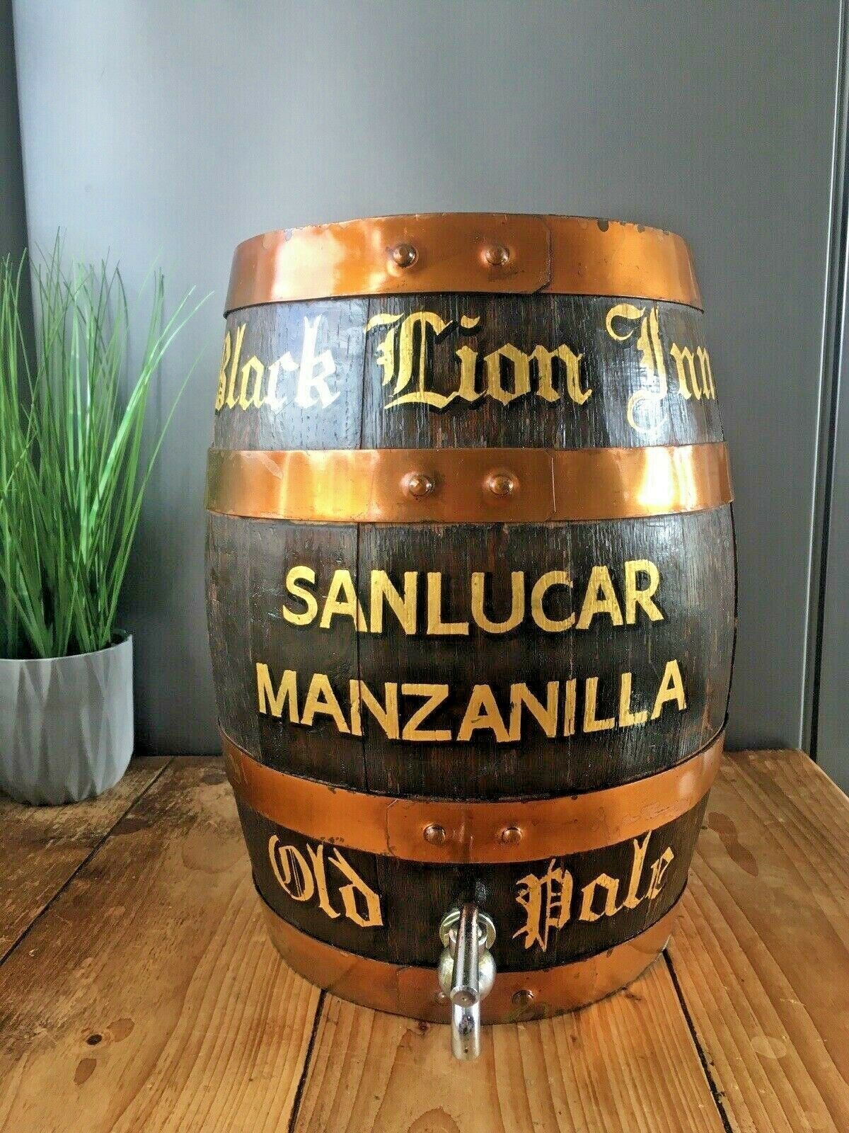 Stunning Black Lion Inn Sherry Pub Display Barrel Cask Keg Stool Plant Pot Stand photo for sale
