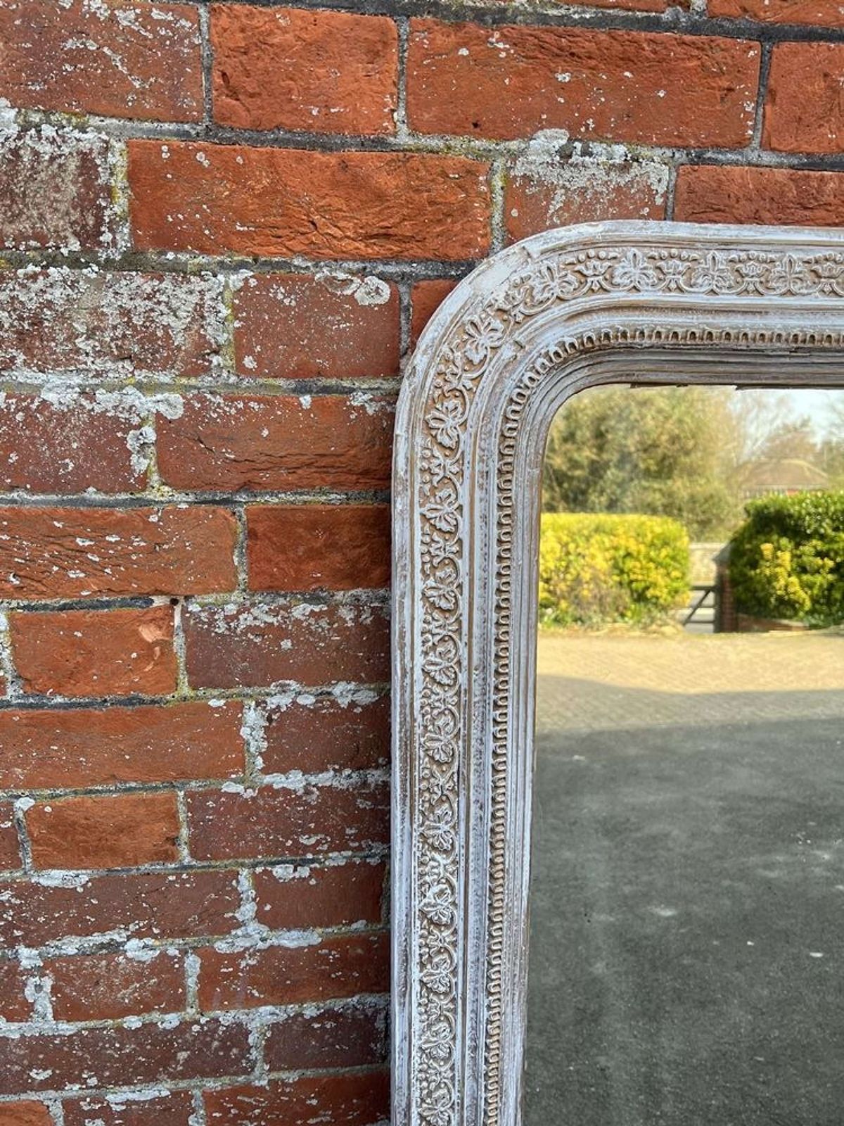 A Wonderful Large Antique French 19th C Arched Top Painted Mirror photo furniture