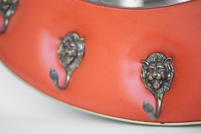 Vintage Coat Rack Orange Skaï  Cloakroom Hooks,Lion  Oval Mirror Entrance  Wall photo buy