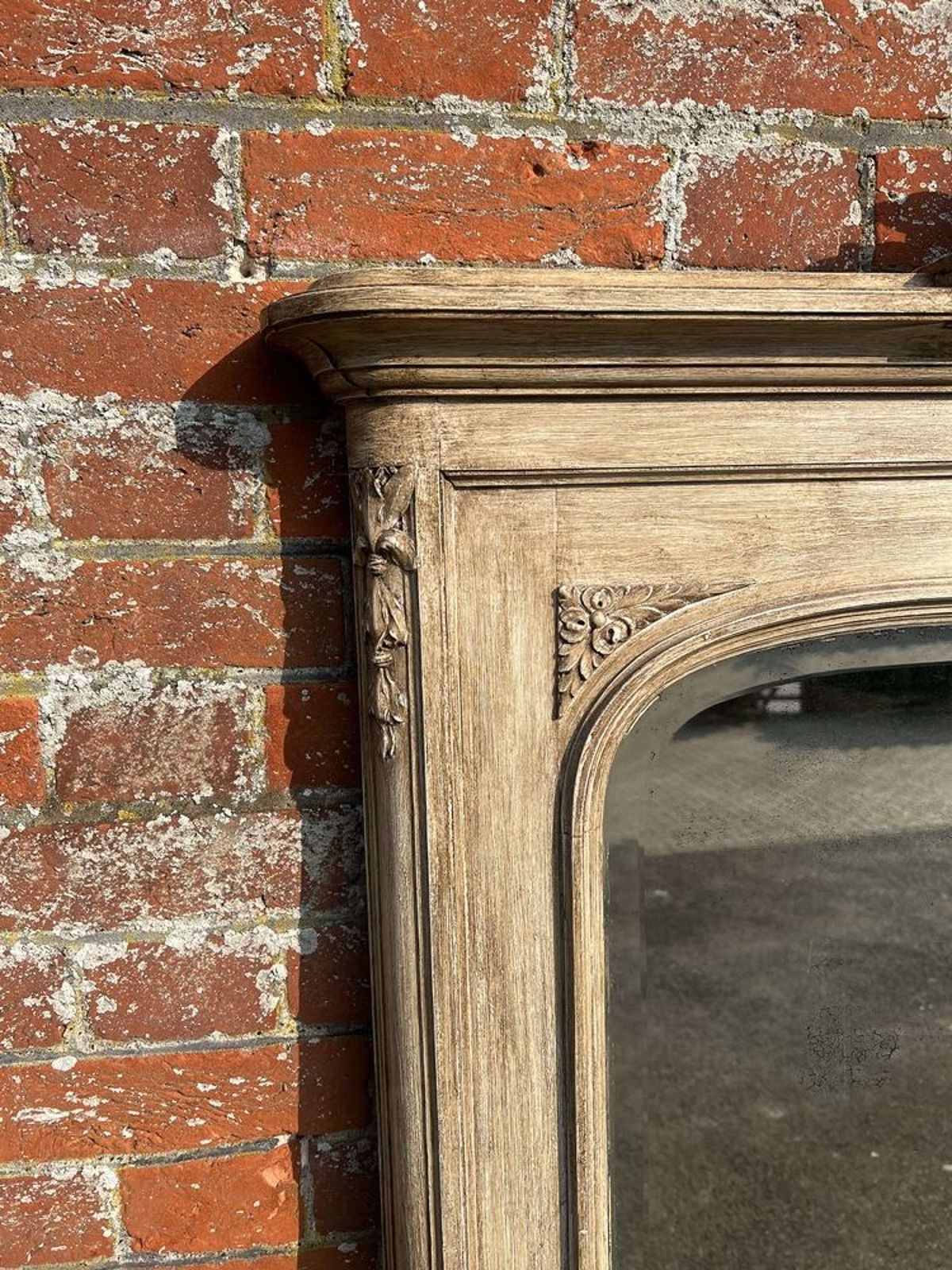 A Superb Large Antique French 19th Century Carved Wood Painted Mirror. photo furniture