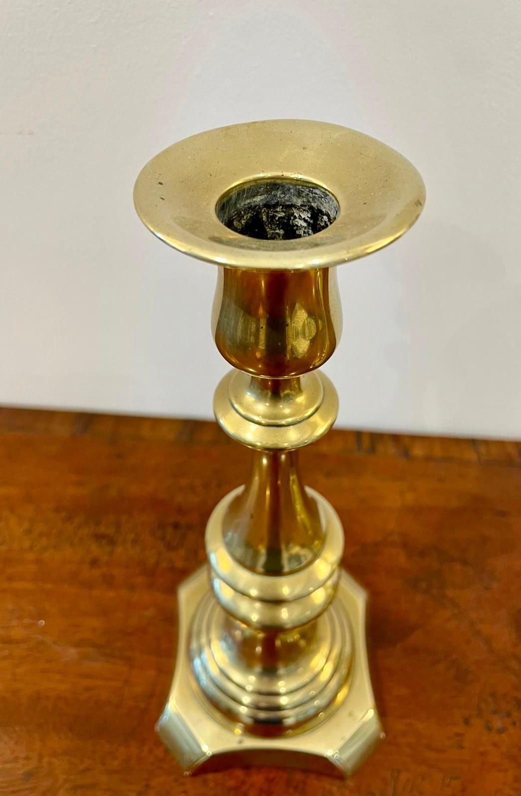 Pair Of Antique Victorian Brass Candlesticks photo for sale