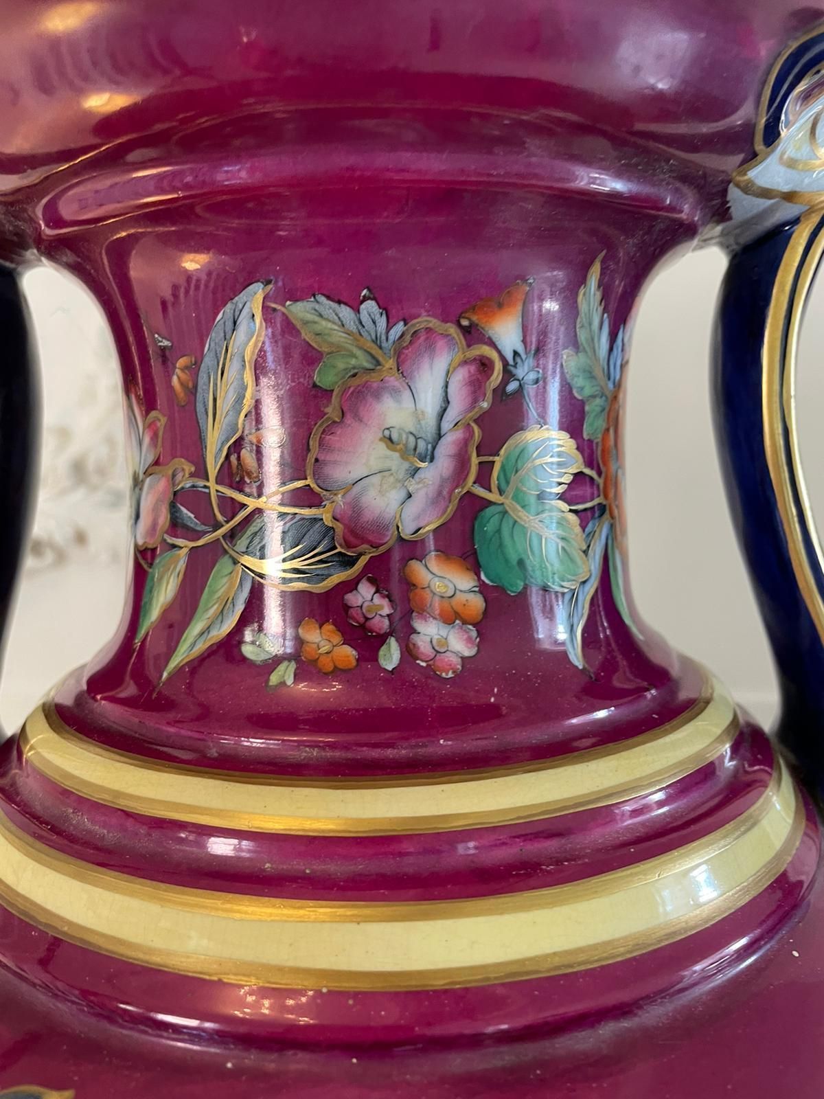 photo for sale Exceptional Large Staffordshire Porcelaneous Twin Handled Vase
