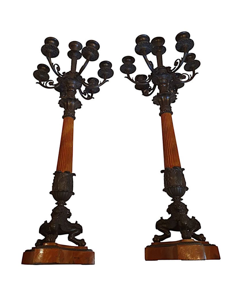 A Rare And Fine Pair Of 19th Century Bronze Candelabra In The Empire Style photo buy