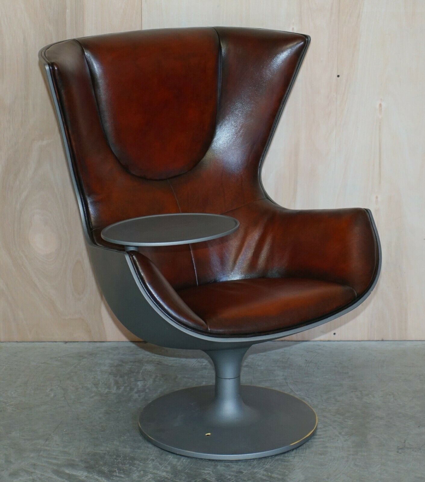 1 Of A Kind Pair Of Brown Leather Philippe Starck Cassina Eurostar Egg Armchairs photo furniture