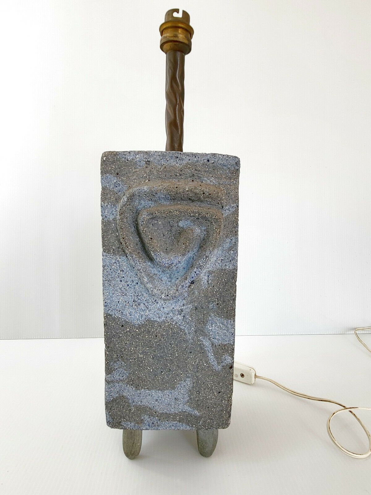Vintage Table Lamp 1970 In Cement & Pebbles 70s 1970s 70s photo furniture