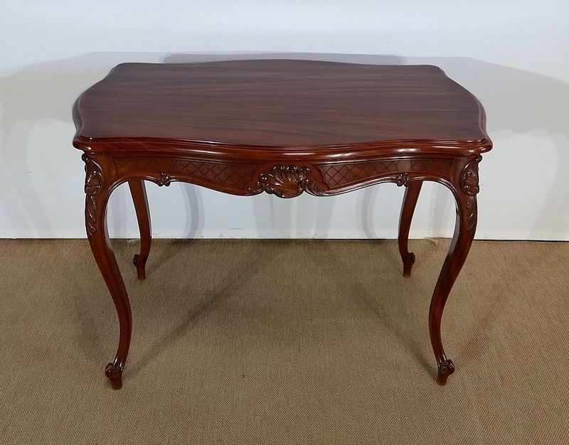 Middle Table In Solid Mahogany, Louis XV Style, 19th Century