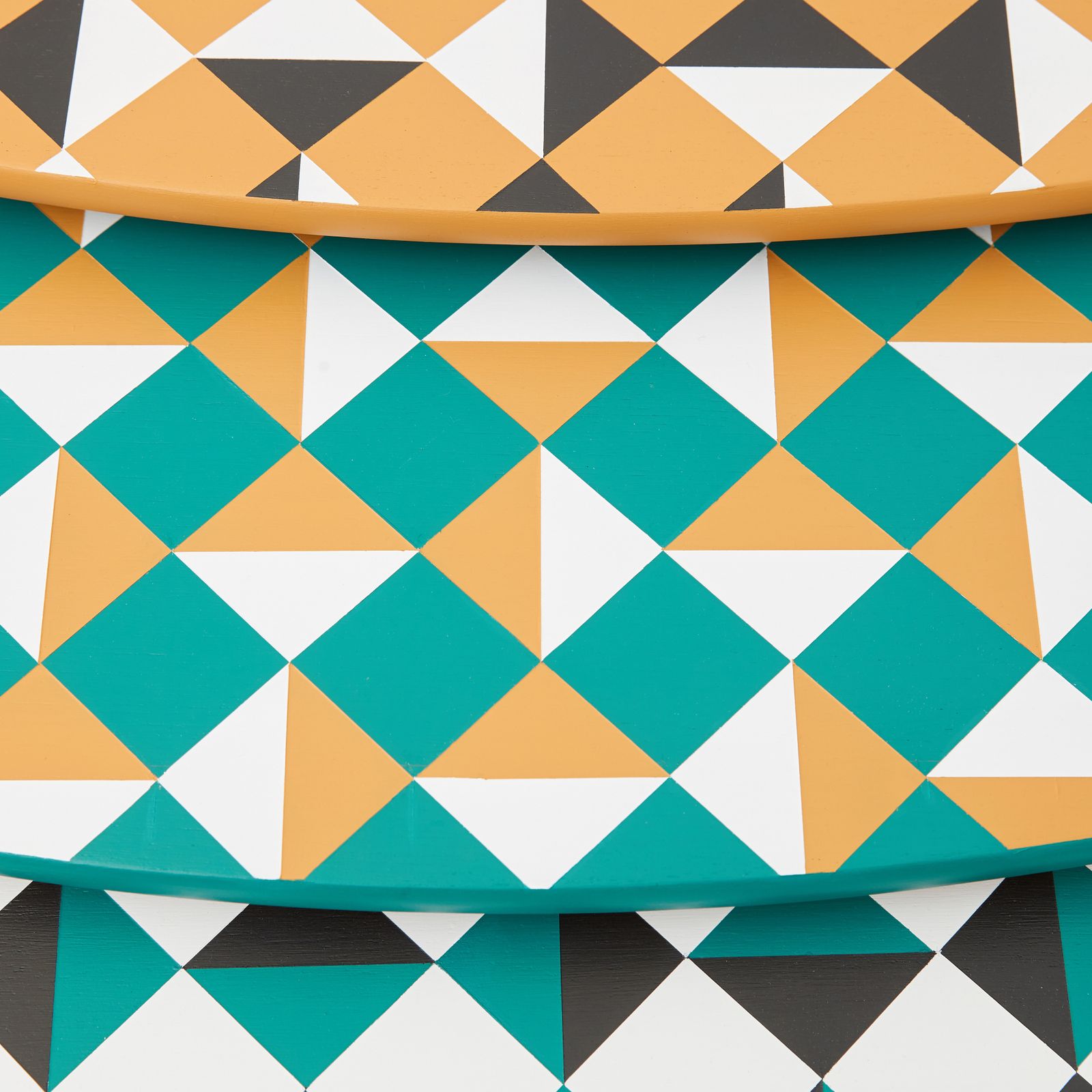 Gplan Style Mid Century Nest Of Tables With Hand Painted Geometric Pattern photo for sale
