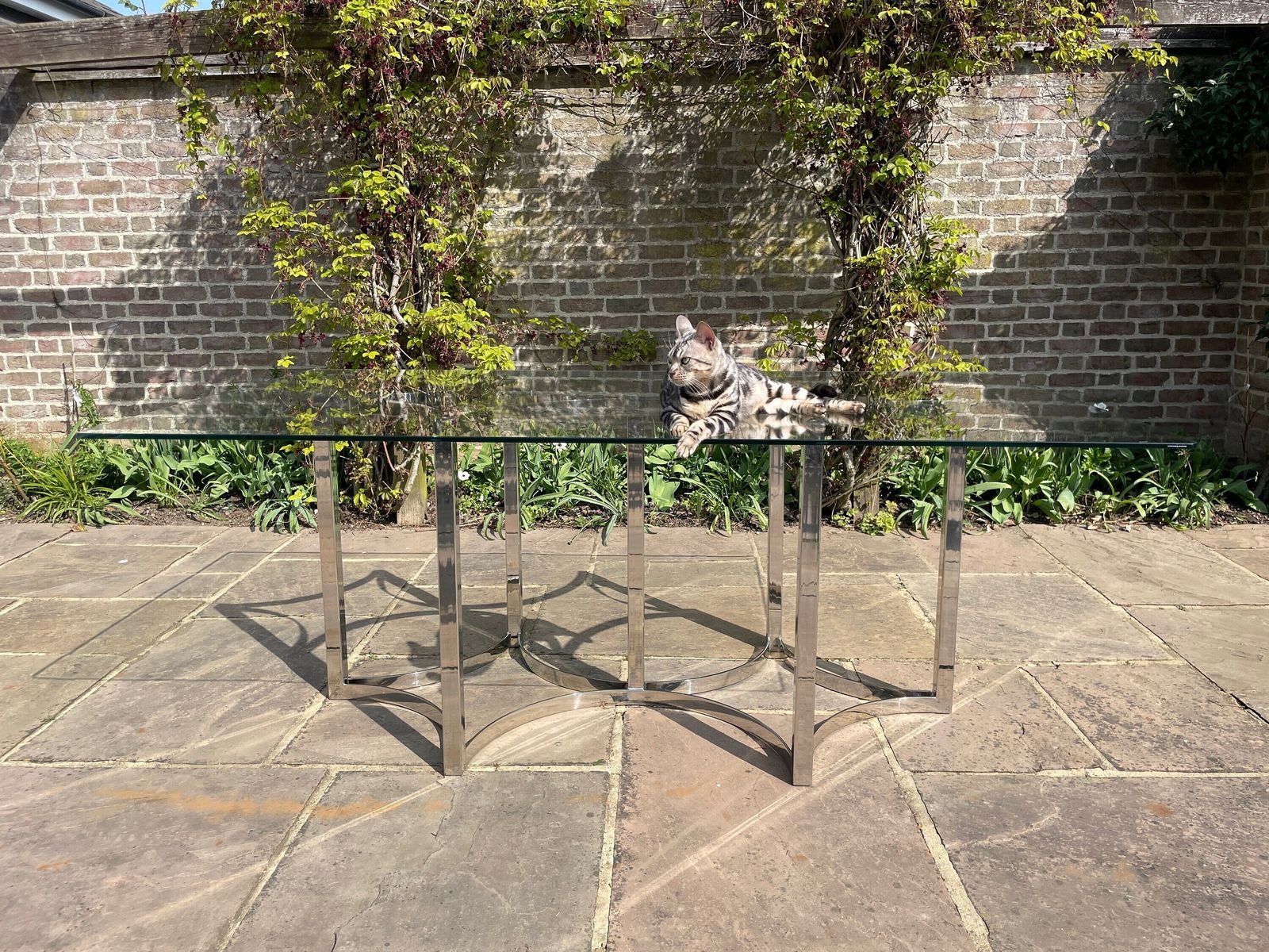 Merrow Associates Glass Topped Dining Table Mid Century Modern 1970's