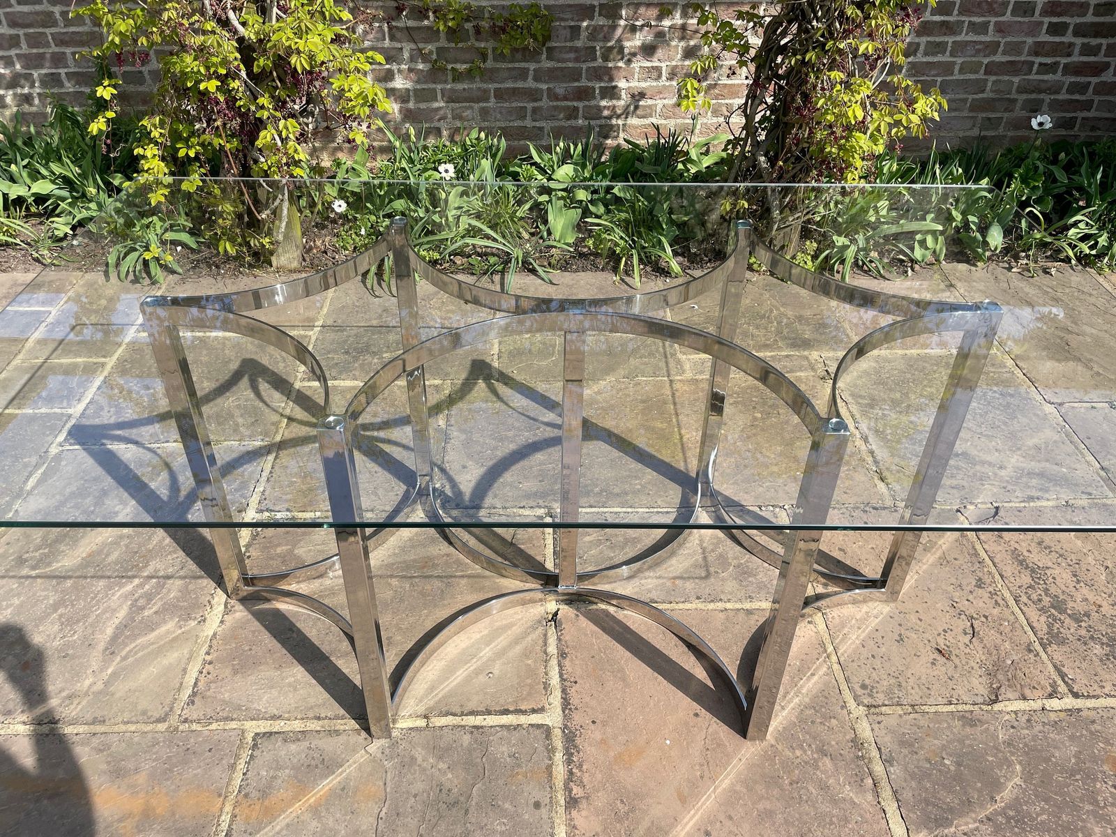 Merrow Associates Glass Topped Dining Table Mid Century Modern 1970's photo vinterior