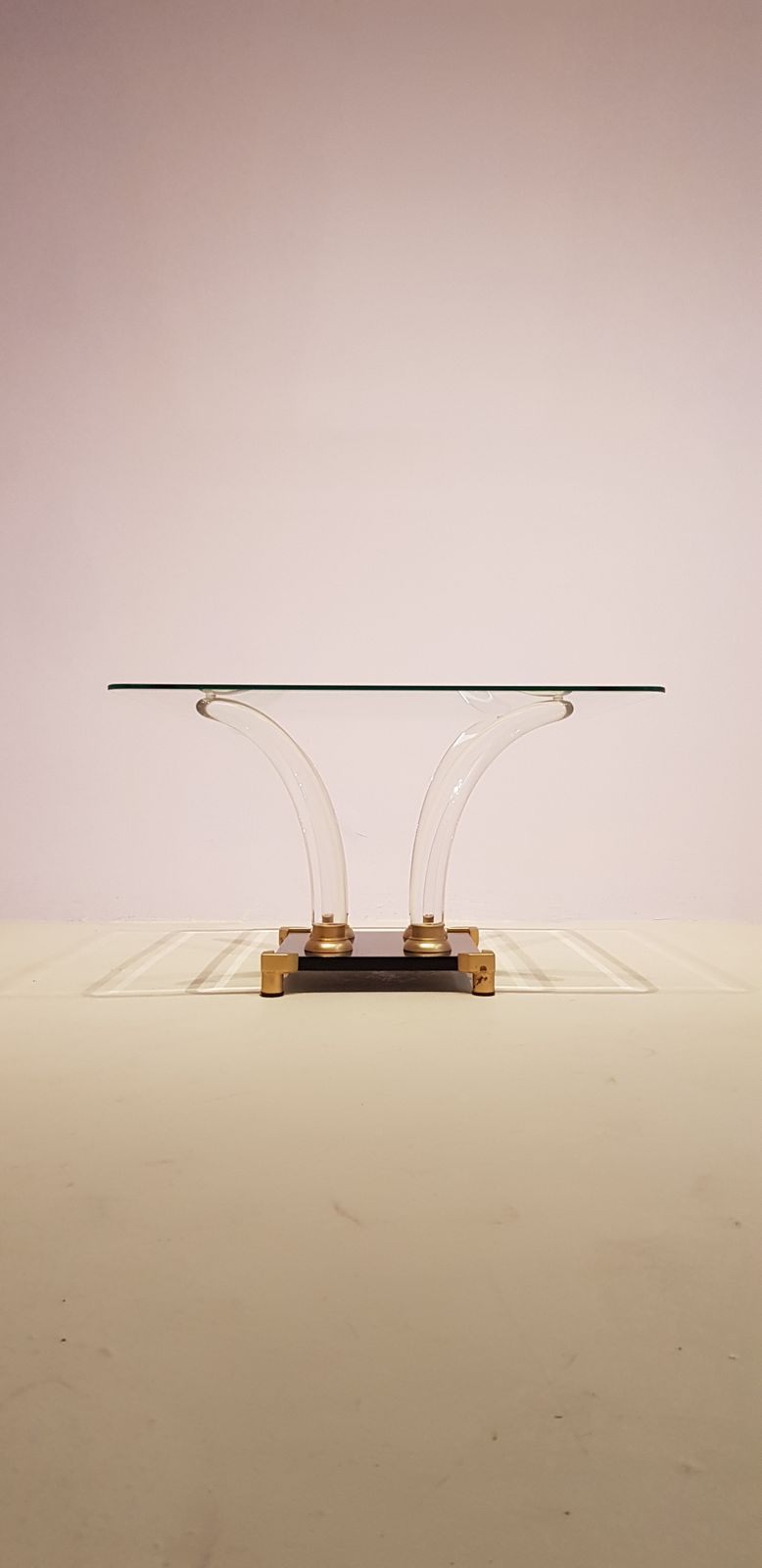 Mid Century Lucite Tusk, Brass And Glass Cocktail Tableset photo buy