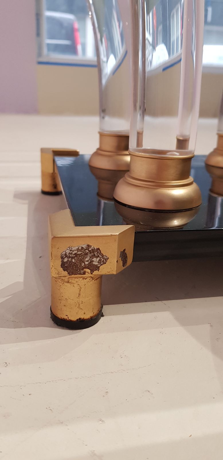 photo buy Mid Century Lucite Tusk, Brass And Glass Cocktail Tableset