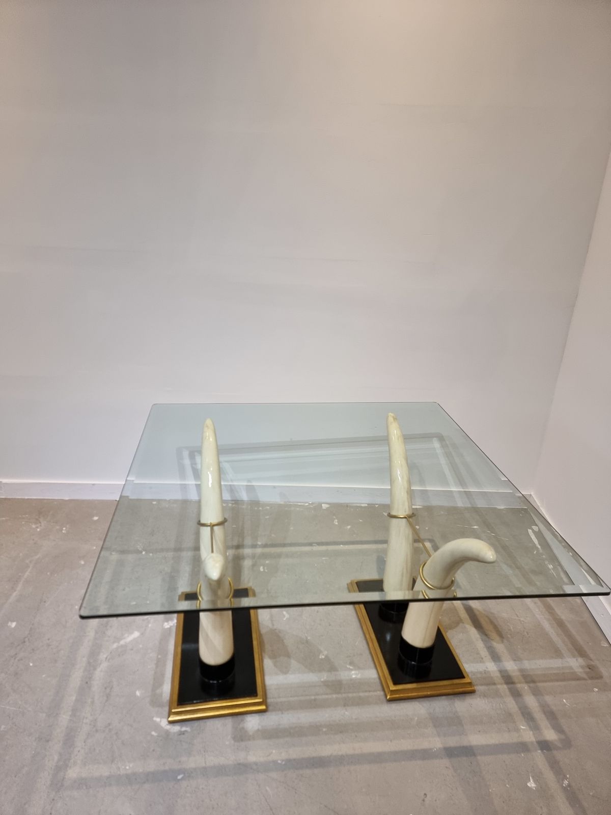 Square Italian Faux Tusk Dining Table, 1970s photo 2790.0