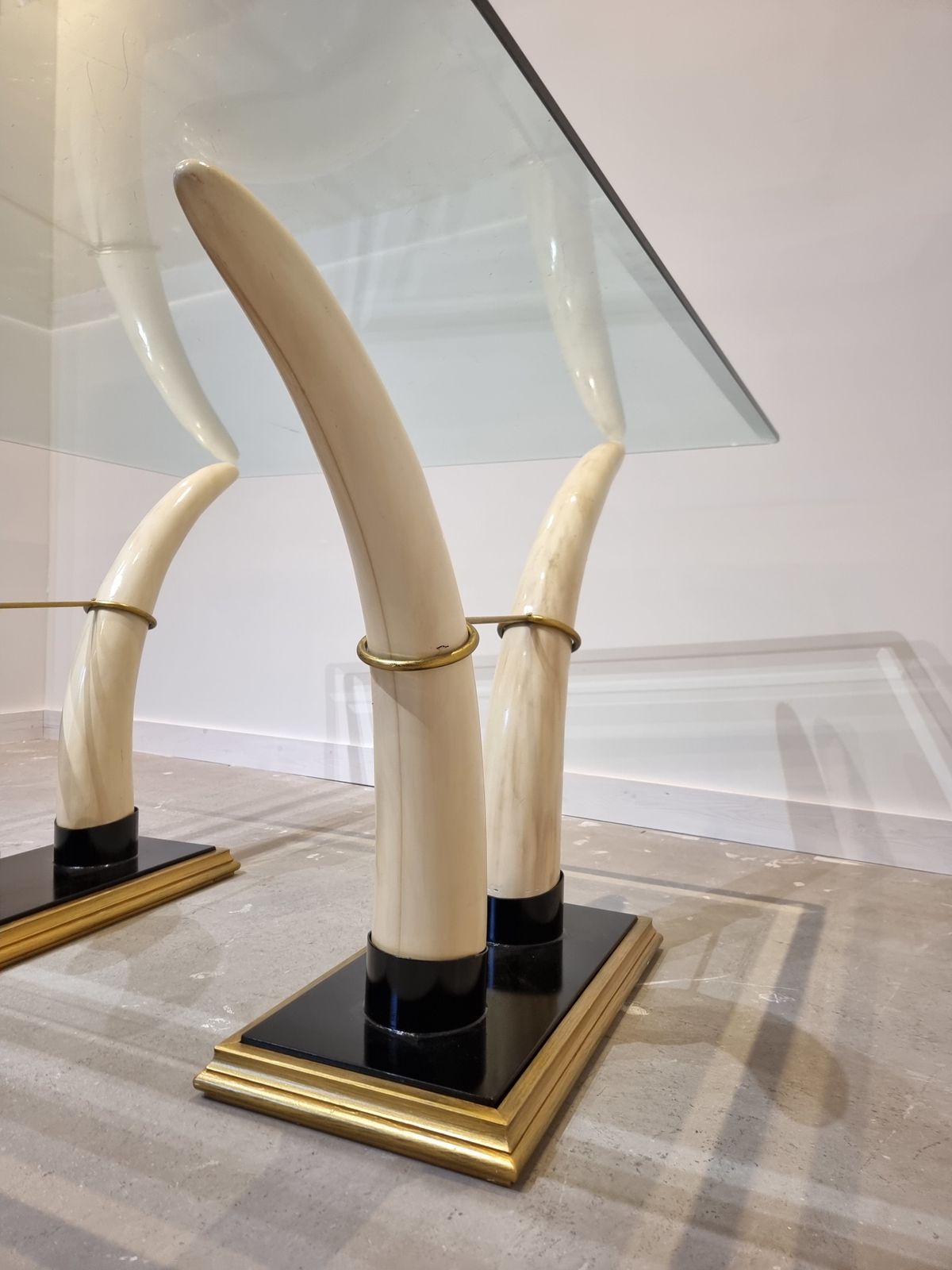 photo furniture Square Italian Faux Tusk Dining Table, 1970s