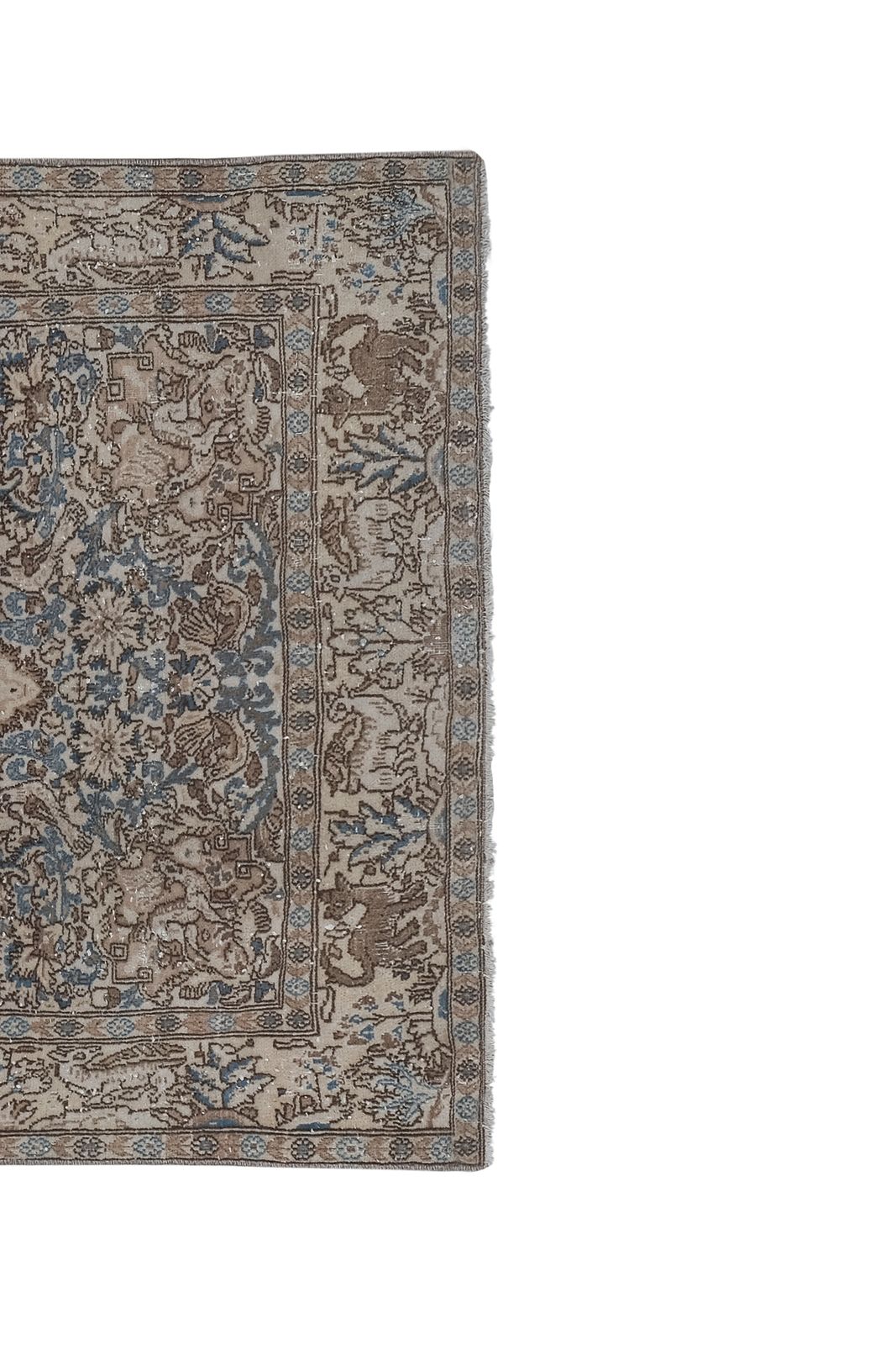 Vintage Botanical Animal Handmade Wool Rug 3'4'' X 5'11'' photo Textiles