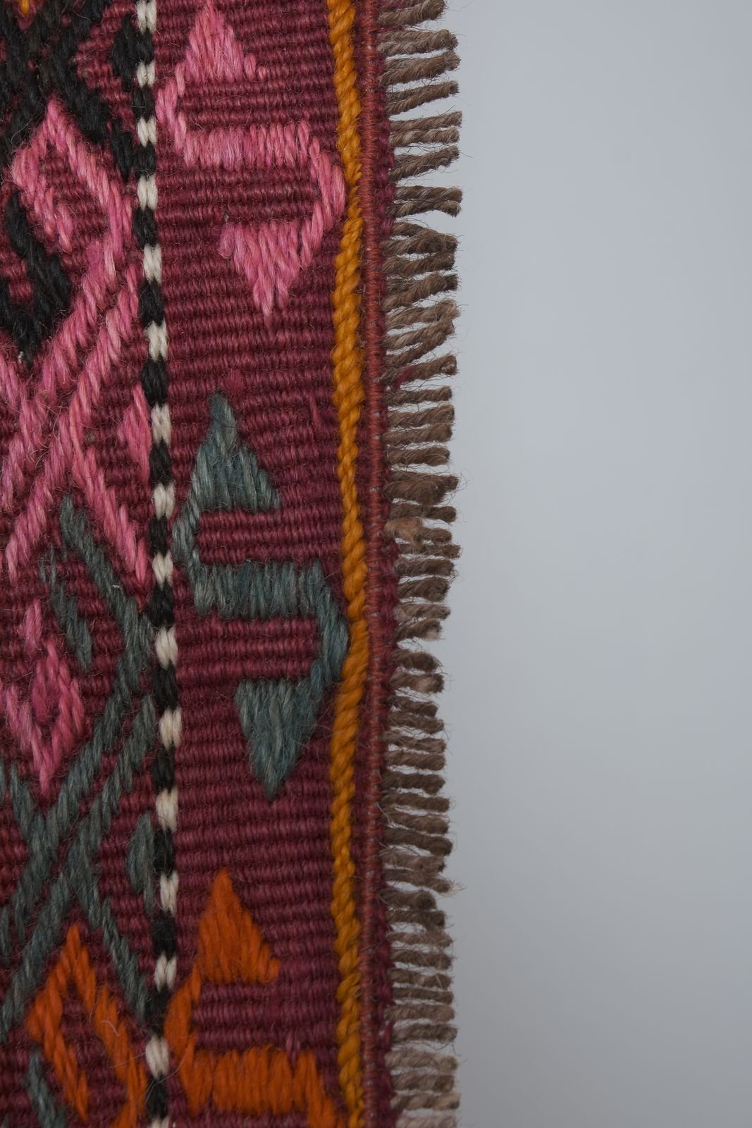 1960s Turkish Tribal Stripe Embroided Kilim Rug 4'8'' X 14'7'' photo vintage