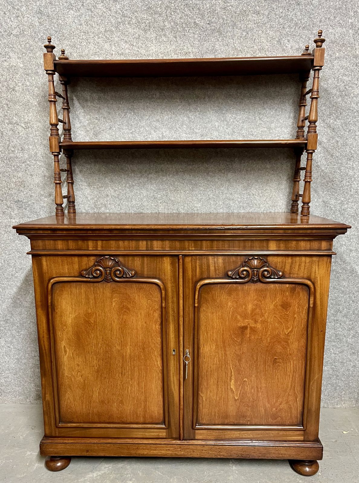 Antique Mahogany Chiffonier With Open Book Shelves