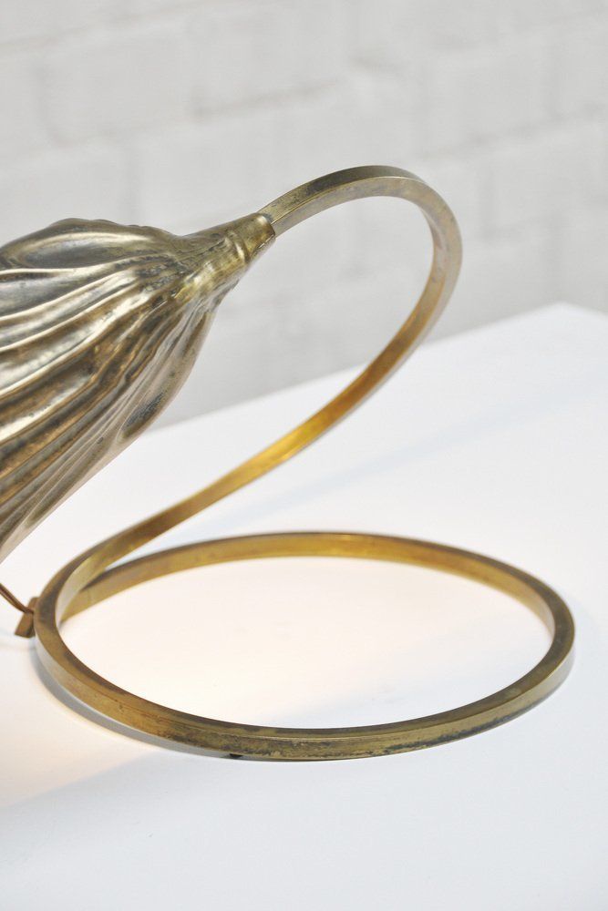 Italian Leaf Shaped Table Lamp In Brass By Tommaso Barbi For Carlo Giorgi, 1970s photo buy