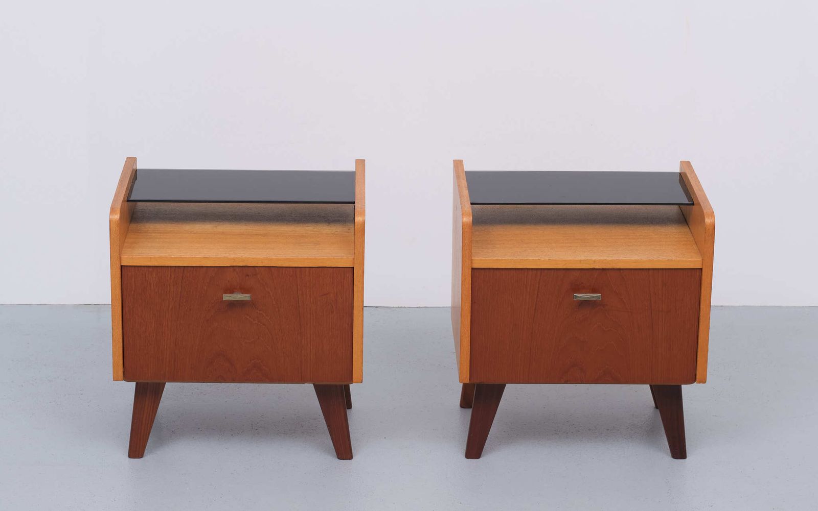 Two Teak Nightstands Dutch 1960s photo vintage