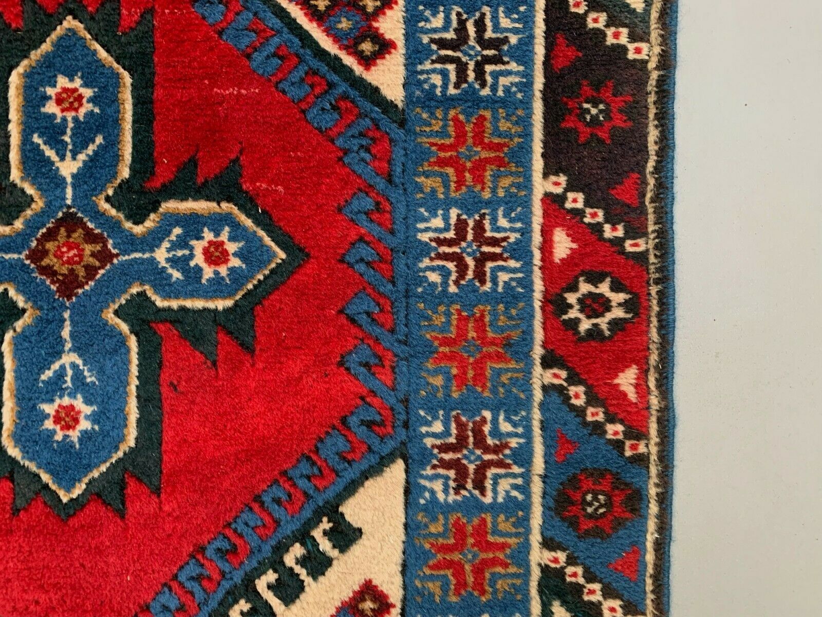 Very Long Turkish Runner Tribal Rug, Red, Beige, Blue, Vintage photo Textiles