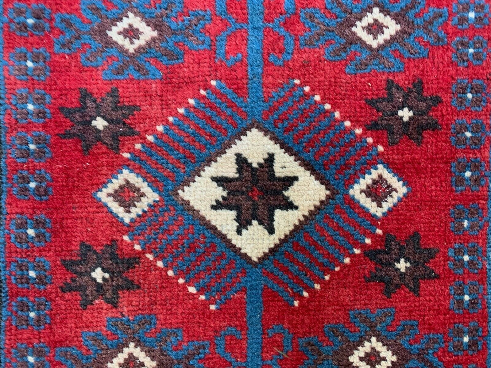 Very Long Turkish Runner Tribal Rug, Red, Beige, Blue, Vintage photo 1350.0