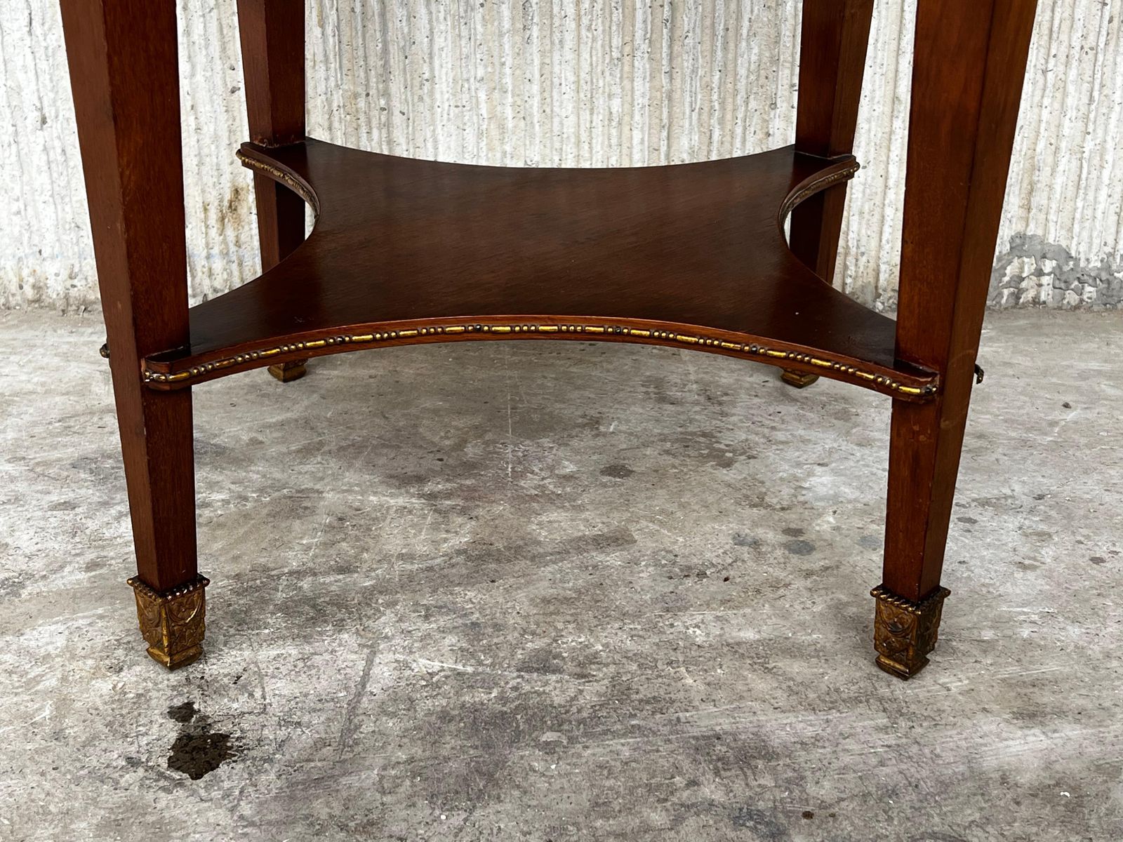 photo for sale 20th Century French Louis XVI Style Bronze, Round Marble & Oak Side Table