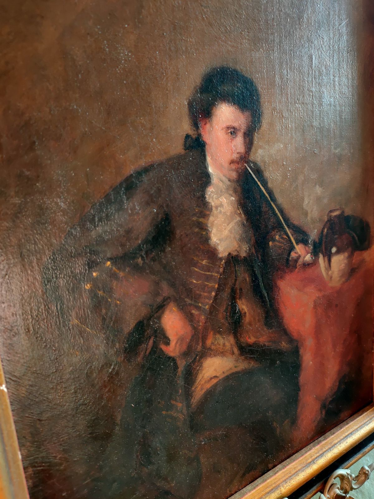 Oil Painting   19th Century Portrait "The Soothing Weed" photo Art