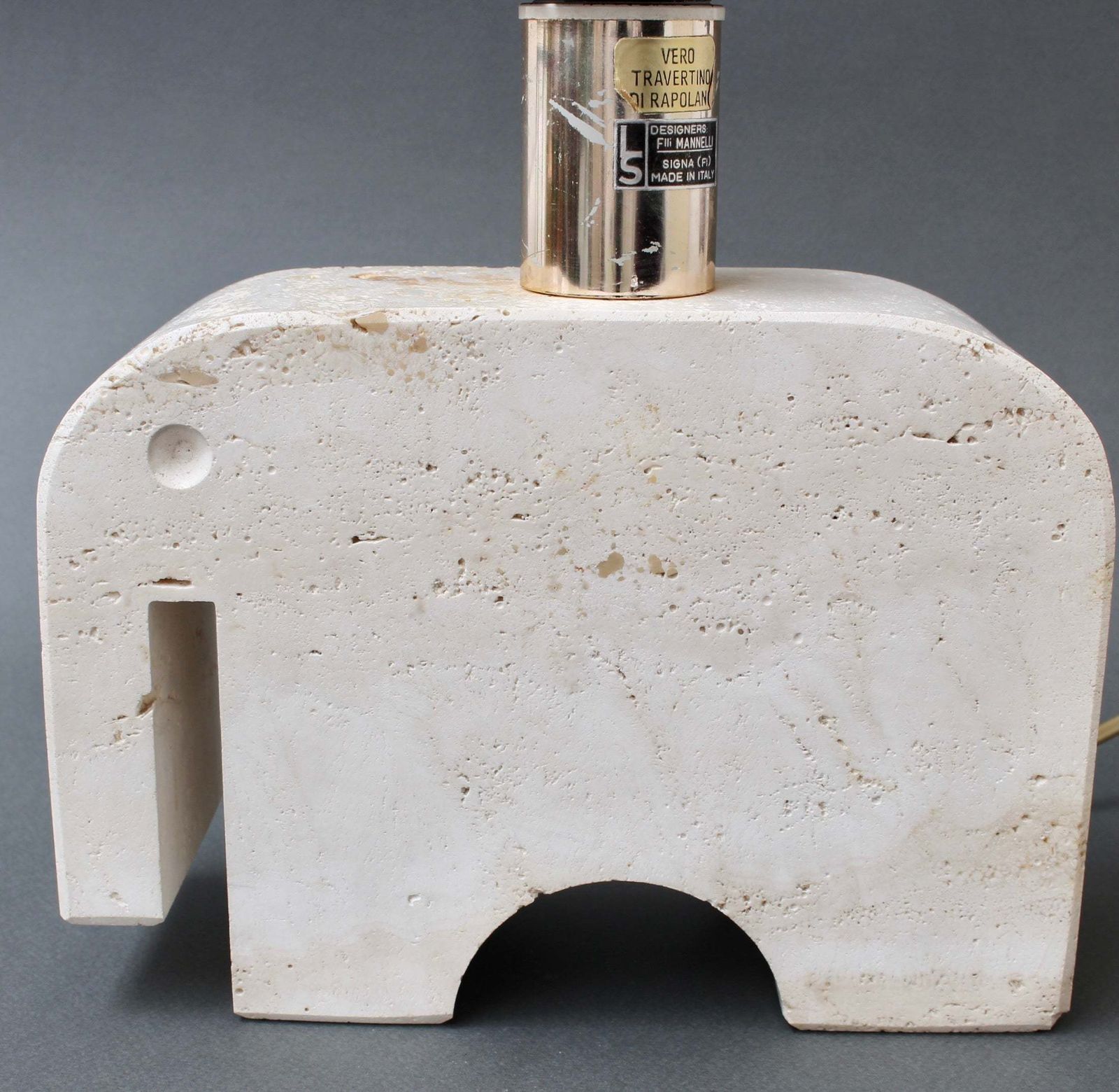 photo for sale Vintage Italian Travertine Elephant Table Lamp By Mannelli Bros (Circa 1970s)
